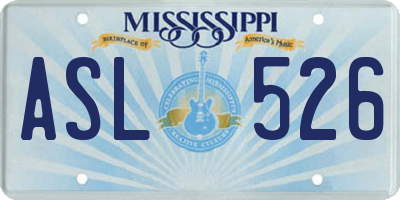 MS license plate ASL526