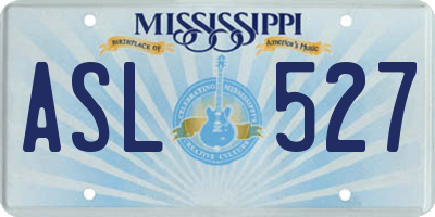 MS license plate ASL527