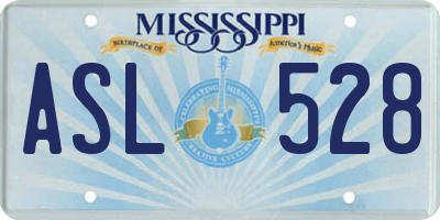 MS license plate ASL528