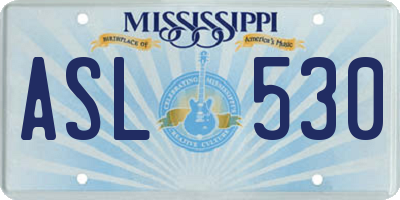MS license plate ASL530