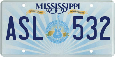 MS license plate ASL532