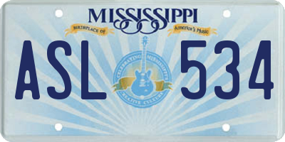 MS license plate ASL534