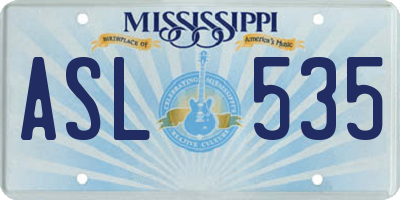 MS license plate ASL535