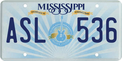 MS license plate ASL536
