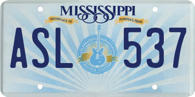 MS license plate ASL537