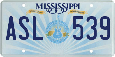 MS license plate ASL539