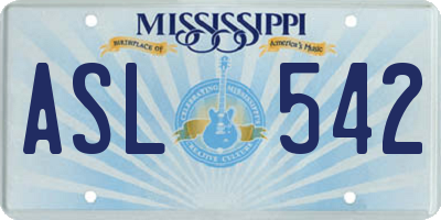 MS license plate ASL542