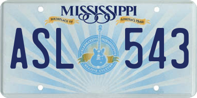 MS license plate ASL543