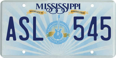 MS license plate ASL545
