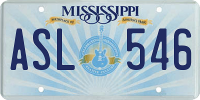 MS license plate ASL546