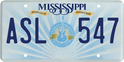 MS license plate ASL547