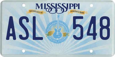 MS license plate ASL548