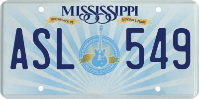 MS license plate ASL549