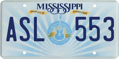 MS license plate ASL553