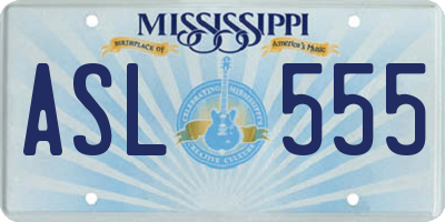 MS license plate ASL555