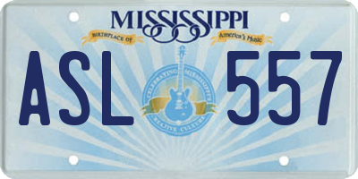 MS license plate ASL557