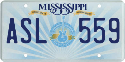 MS license plate ASL559