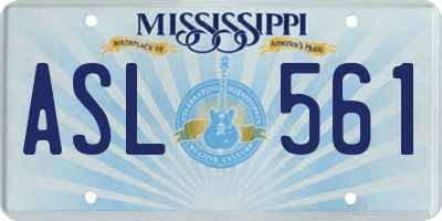 MS license plate ASL561