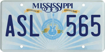MS license plate ASL565