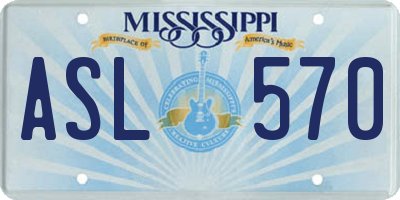 MS license plate ASL570