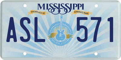 MS license plate ASL571