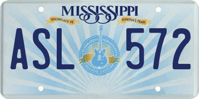 MS license plate ASL572