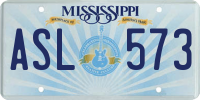 MS license plate ASL573