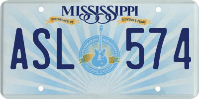 MS license plate ASL574