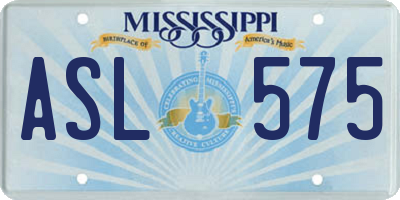 MS license plate ASL575