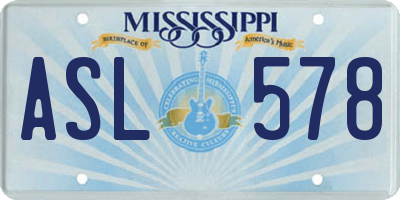 MS license plate ASL578