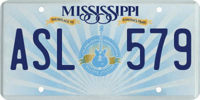 MS license plate ASL579
