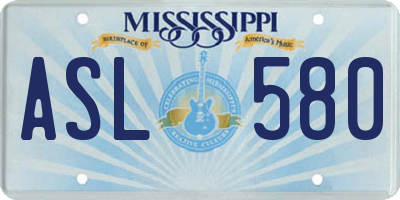 MS license plate ASL580