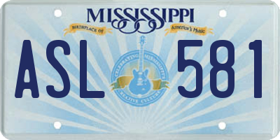 MS license plate ASL581