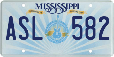 MS license plate ASL582