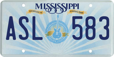 MS license plate ASL583