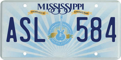MS license plate ASL584