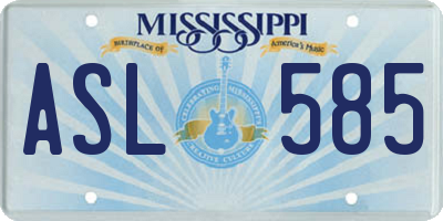 MS license plate ASL585