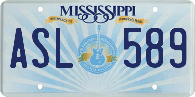 MS license plate ASL589