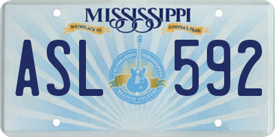 MS license plate ASL592