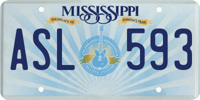 MS license plate ASL593