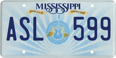 MS license plate ASL599