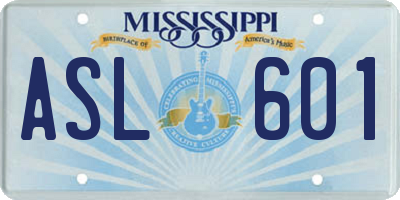 MS license plate ASL601