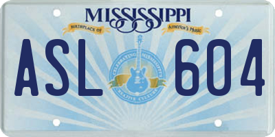 MS license plate ASL604