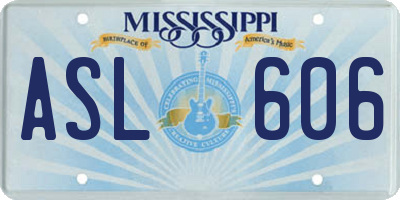 MS license plate ASL606