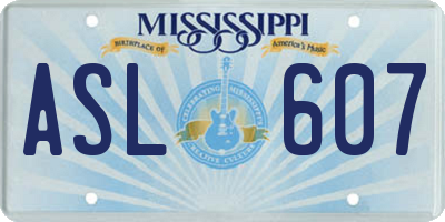 MS license plate ASL607