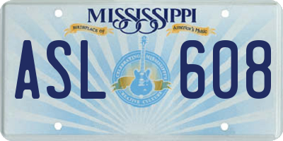 MS license plate ASL608