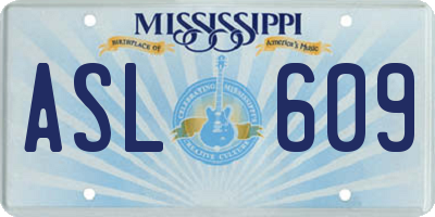 MS license plate ASL609