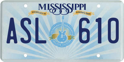 MS license plate ASL610