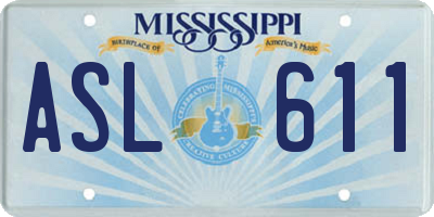 MS license plate ASL611