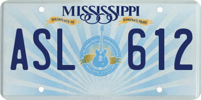 MS license plate ASL612